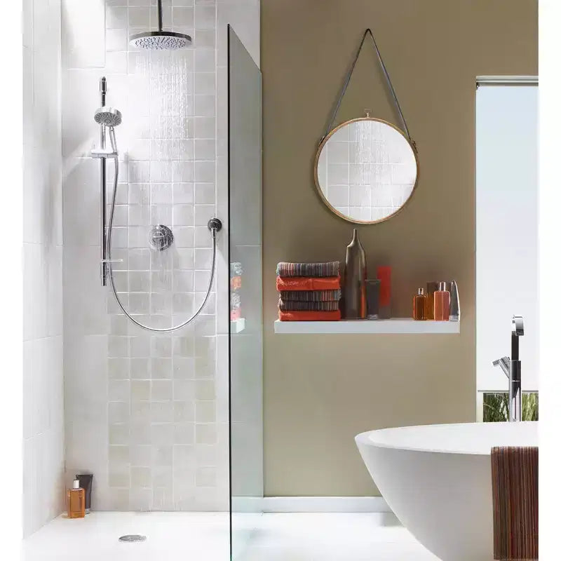 Miroir mural rond de ferme de 40 cm avec cadre en cuir et laiton
