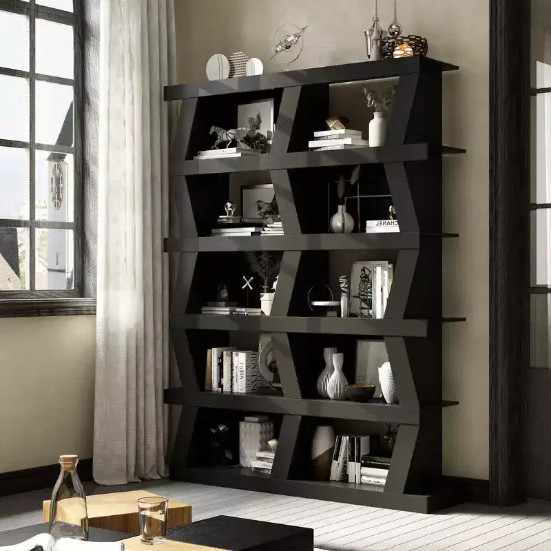 Étagère ouverte Étagère décorative Forme unique Rangement multifonctionnel Compartiments de rangement multiples Noir