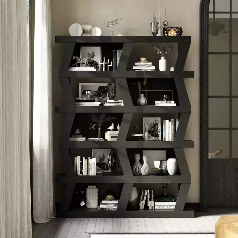 Étagère ouverte Étagère décorative Forme unique Rangement multifonctionnel Compartiments de rangement multiples Noir