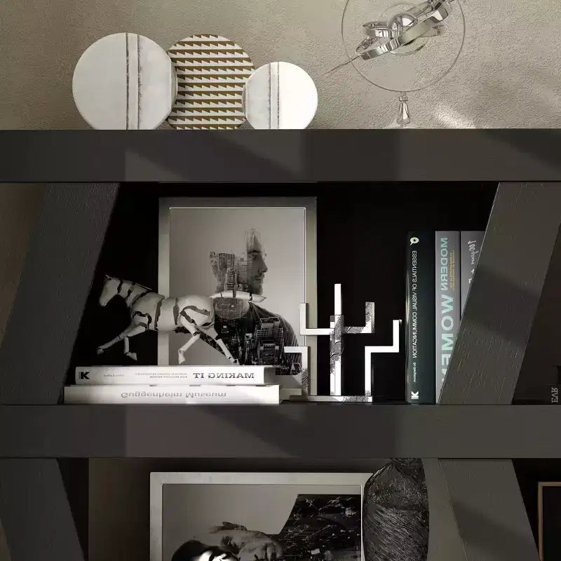 Étagère ouverte Étagère décorative Forme unique Rangement multifonctionnel Compartiments de rangement multiples Noir
