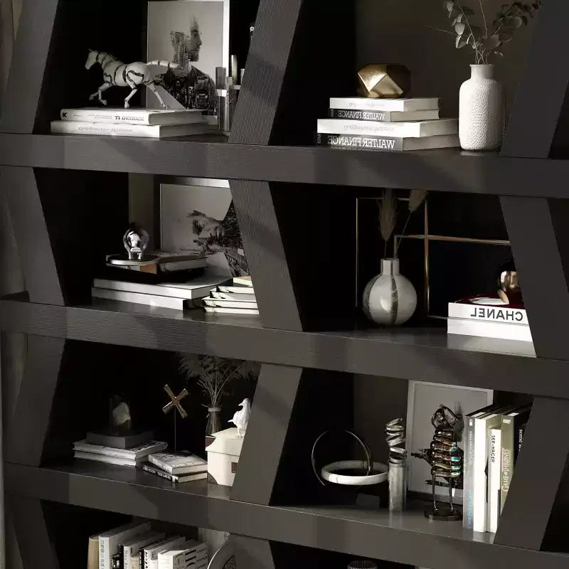 Étagère ouverte Étagère décorative Forme unique Rangement multifonctionnel Compartiments de rangement multiples Noir