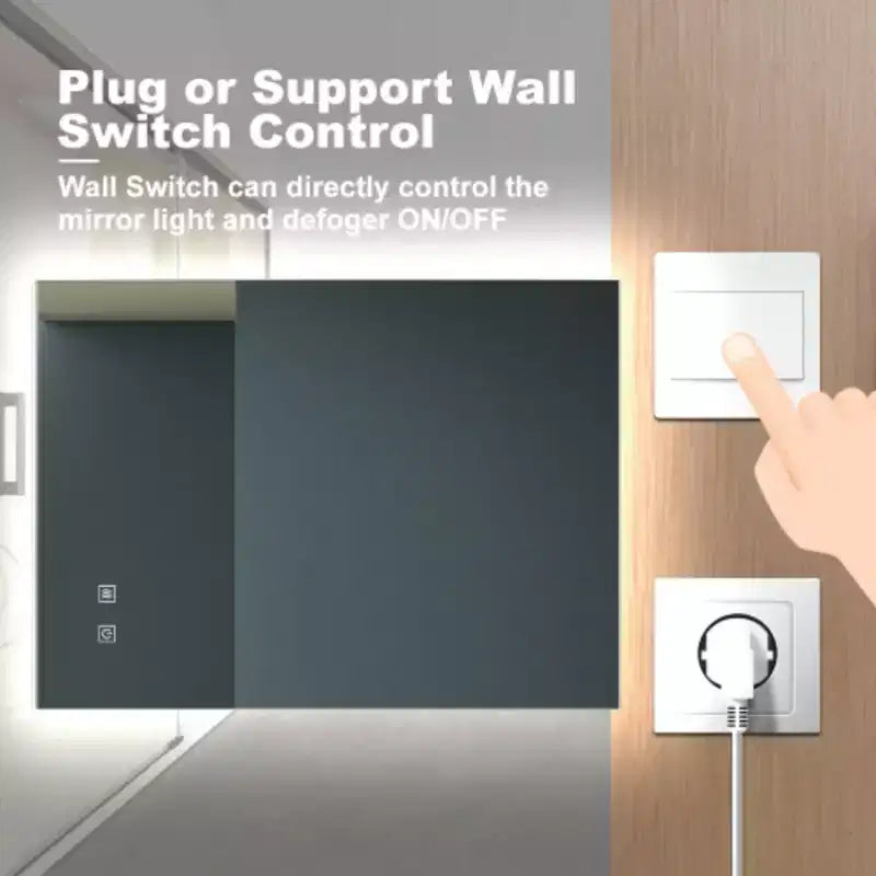 Miroir de courtoisie LED de salle de bain 36x28 pouces élégant avec lumens élevés, tactile à intensité variable, contrôle par interrupteur mural