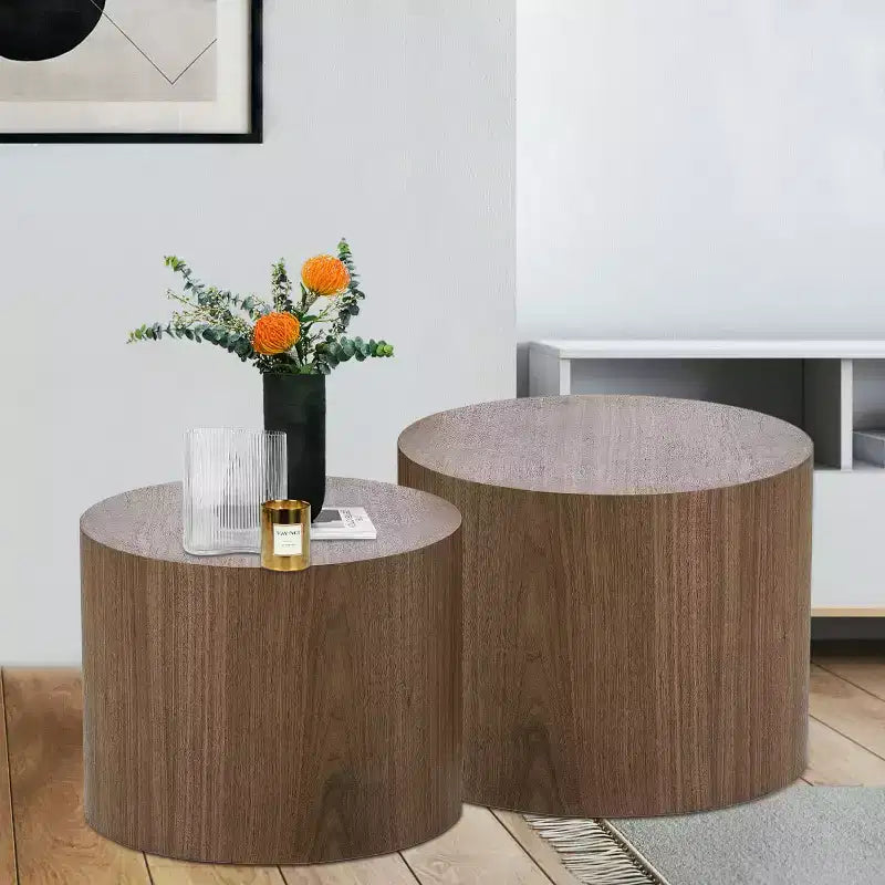 MAYEERTY 2-Piece Round Coffee Table Set No Assembly Living Room Office Bedroom