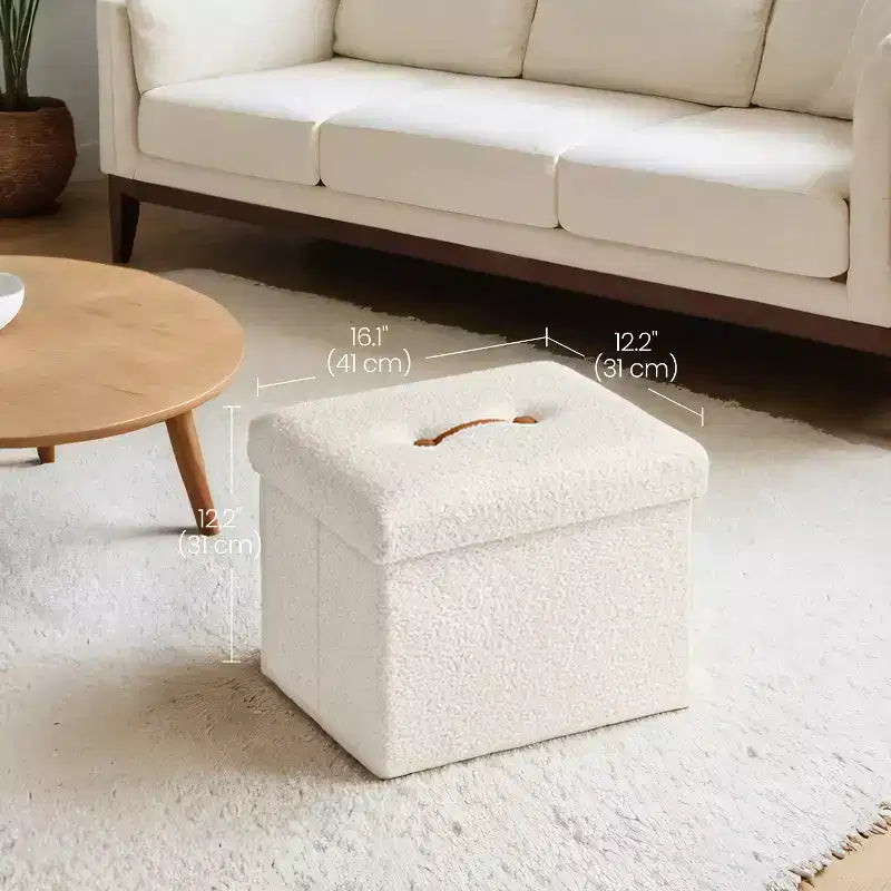 Petit pouf de rangement pliant, 31 x 41 x 31 cm, pouf solide avec rangement caché, supporte jusqu'à 130 kg