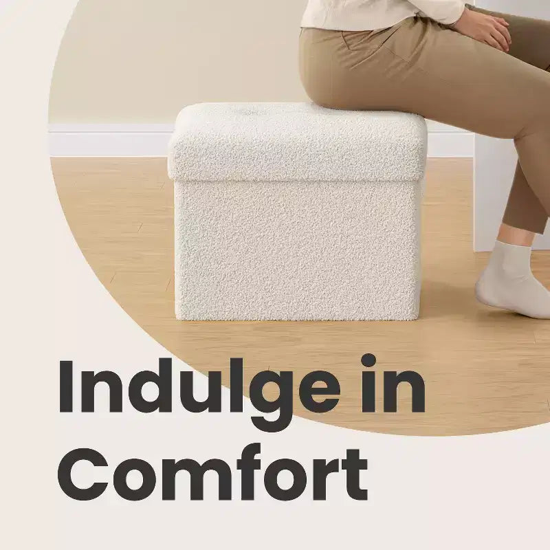 Petit pouf de rangement pliant, 31 x 41 x 31 cm, pouf solide avec rangement caché, supporte jusqu'à 130 kg