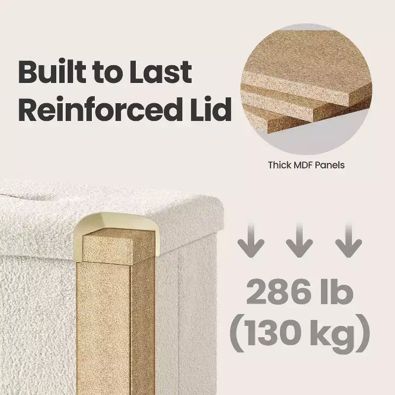 Petit pouf de rangement pliant, 31 x 41 x 31 cm, pouf solide avec rangement caché, supporte jusqu'à 130 kg