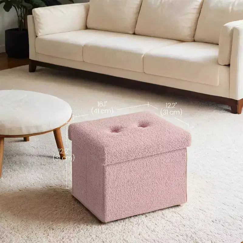 Petit pouf de rangement pliant, 31 x 41 x 31 cm, pouf solide avec rangement caché, supporte jusqu'à 130 kg