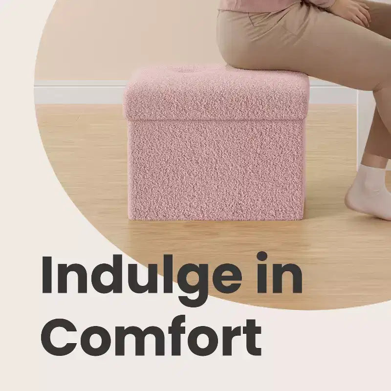 Petit pouf de rangement pliant, 31 x 41 x 31 cm, pouf solide avec rangement caché, supporte jusqu'à 130 kg