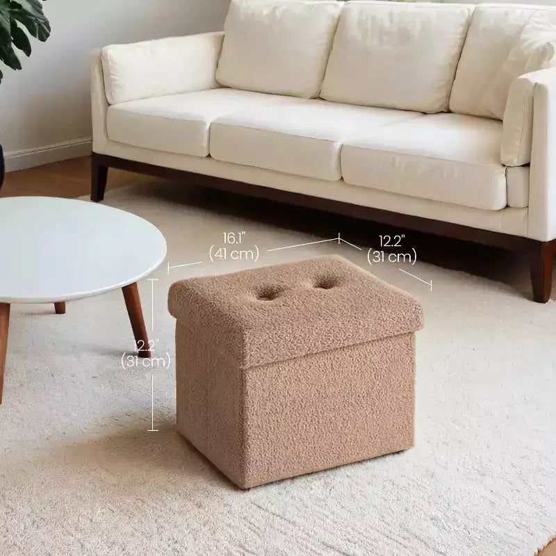 Petit pouf de rangement pliant, 31 x 41 x 31 cm, pouf solide avec rangement caché, supporte jusqu'à 130 kg