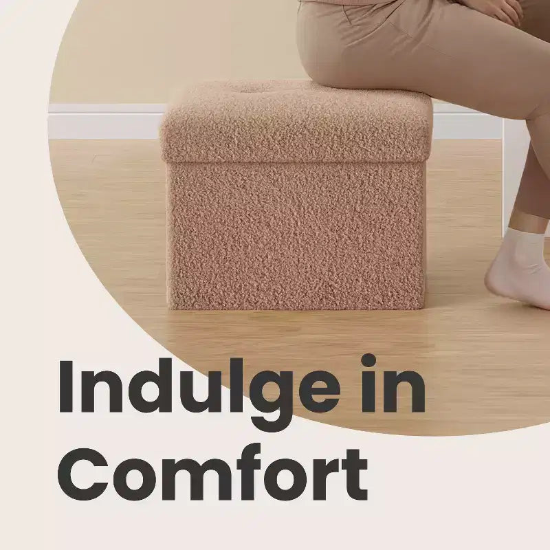Petit pouf de rangement pliant, 31 x 41 x 31 cm, pouf solide avec rangement caché, supporte jusqu'à 130 kg