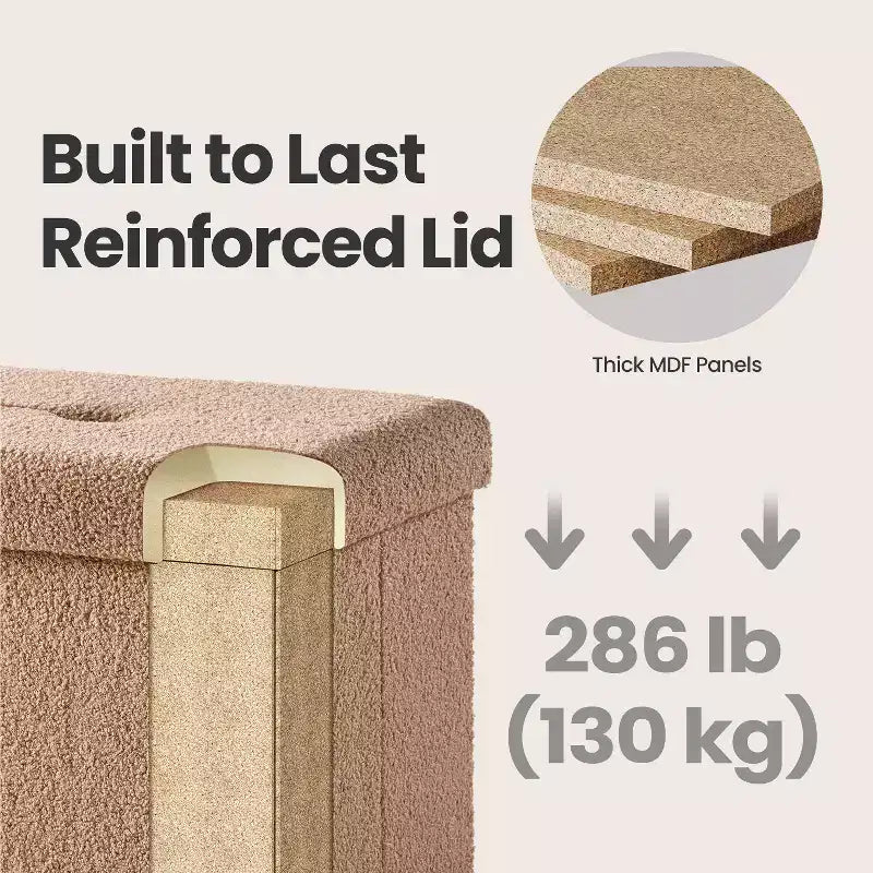 Petit pouf de rangement pliant, 31 x 41 x 31 cm, pouf solide avec rangement caché, supporte jusqu'à 130 kg