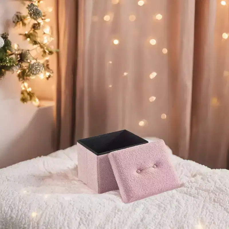 Petit pouf de rangement pliant, 31 x 41 x 31 cm, pouf solide avec rangement caché, supporte jusqu'à 130 kg