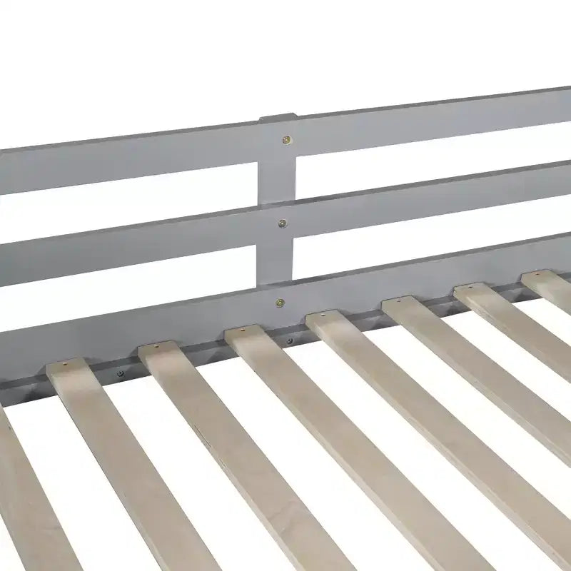 Lit superposé au solLits superposés pour enfants avec garde-corps, tête de lit et pied de lit, lits superposés bas pour enfants, garçons et filles, gris