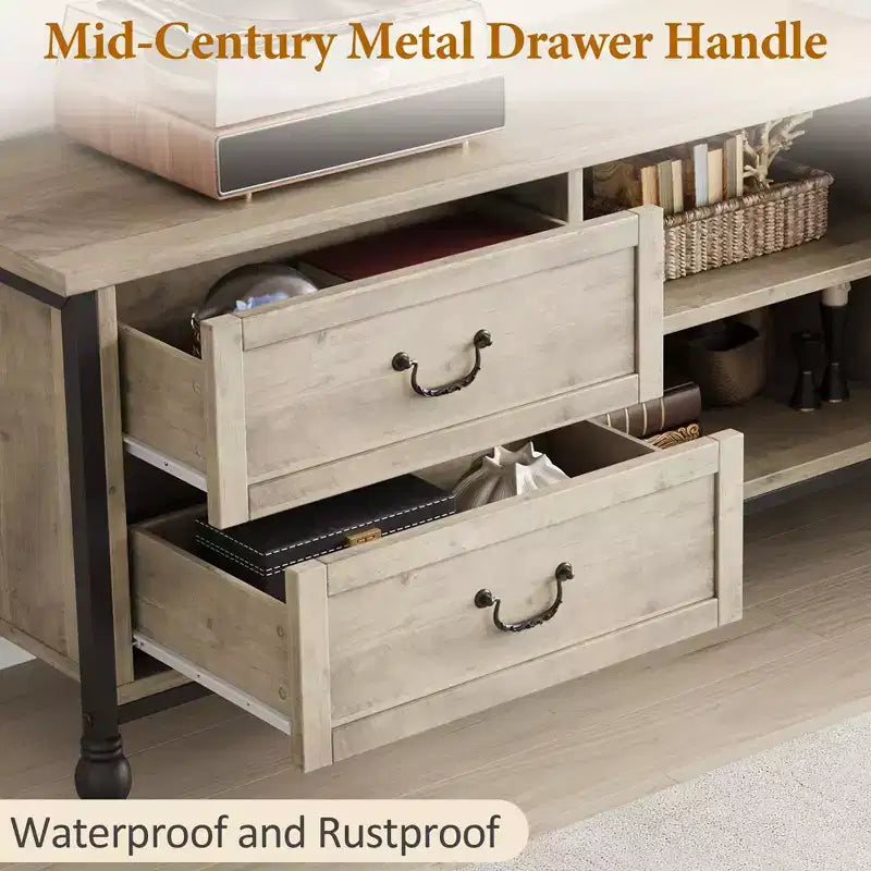 Meuble TV pour téléviseur 70 pouces, meuble de rangement pour salon avec placard et étagères ouvertes, meuble de console TV pour salon, chambre à coucher