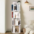 4 Tier Wooden Rotating Bookshelf, 360 Floor-Standing Bookcase and Multi-Functional Storage Organizer for Living Room, Kids, and Adults