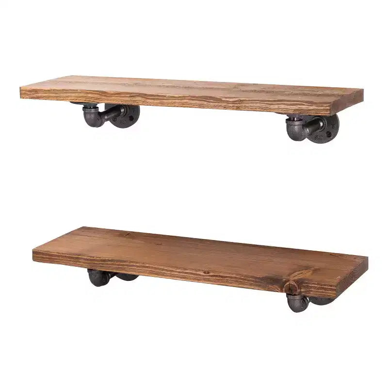 RESTORE Autumn Brown 24 in. Shelves with L-Shaped Brackets by Pipe Decor