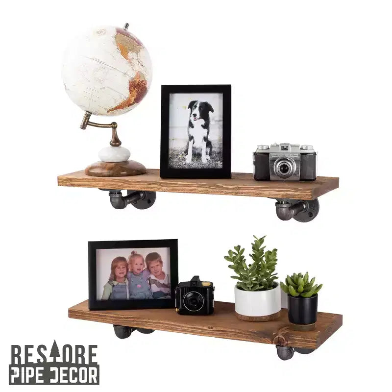 Tablettes Autumn Brown de 24 po avec supports en L