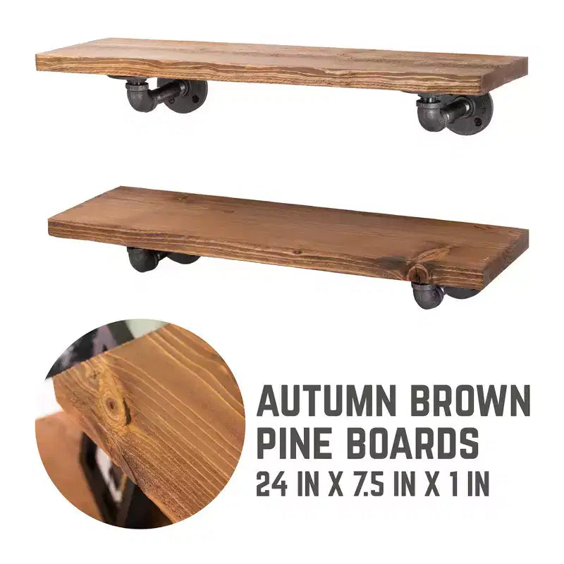 Tablettes Autumn Brown de 24 po avec supports en L