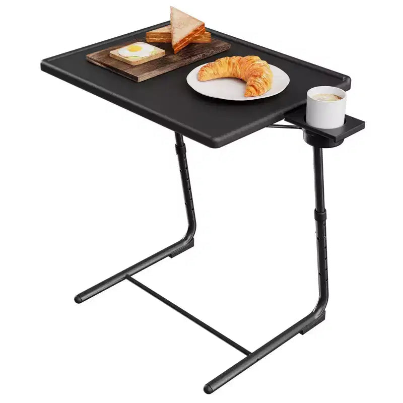 Adjustable TV Tray Table TV Dinner Tray on Bed Sofa, Comfortable Folding Table with 6 Height and 3 Tilt Angle Adjustments, End Table