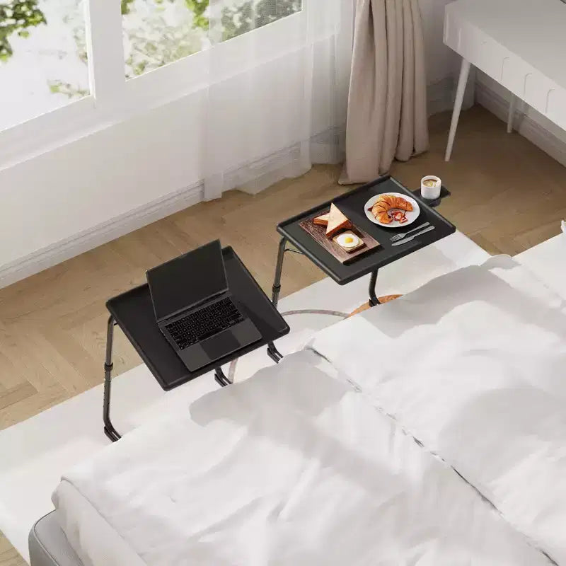Table de plateau TV réglable, Table de dîner TV sur lit ou canapé, Table pliante confortable avec 6 réglages de hauteur et 3 réglages d'angle d'inclinaison, Table d'appoint