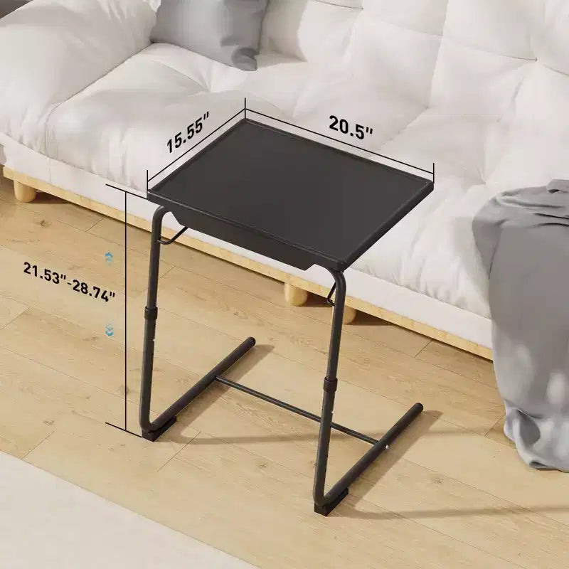 Table de plateau TV réglable, Table de dîner TV sur lit ou canapé, Table pliante confortable avec 6 réglages de hauteur et 3 réglages d'angle d'inclinaison, Table d'appoint