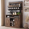 75 Tall Coffee Hutch Cabinet Large Kitchens Storage Pantry Cabinets White Coffee Bar Cabinet Cupboard with Sliding Barn Door