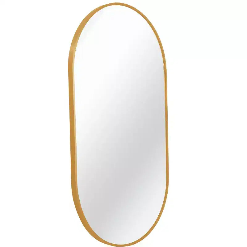 Miroir de salle de bain ovale minimaliste avec cadre en aluminium, miroir suspendu, miroir mural pour salle de bain, salon, chambre à coucher