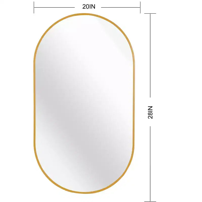 Miroir de salle de bain ovale minimaliste avec cadre en aluminium, miroir suspendu, miroir mural pour salle de bain, salon, chambre à coucher