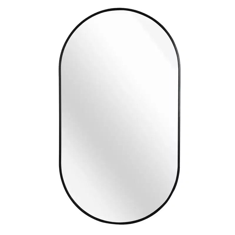 Miroir de salle de bain ovale minimaliste avec cadre en aluminium, miroir suspendu, miroir mural pour salle de bain, salon, chambre à coucher