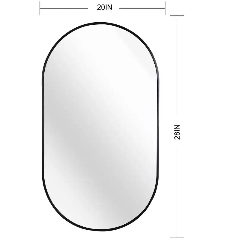 Miroir de salle de bain ovale minimaliste avec cadre en aluminium, miroir suspendu, miroir mural pour salle de bain, salon, chambre à coucher