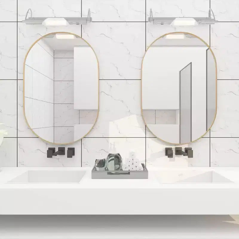Miroir de salle de bain ovale minimaliste avec cadre en aluminium, miroir suspendu, miroir mural pour salle de bain, salon, chambre à coucher