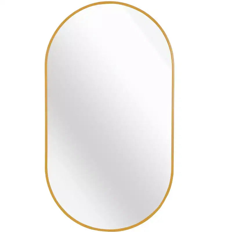 Miroir de salle de bain ovale minimaliste avec cadre en aluminium, miroir suspendu, miroir mural pour salle de bain, salon, chambre à coucher