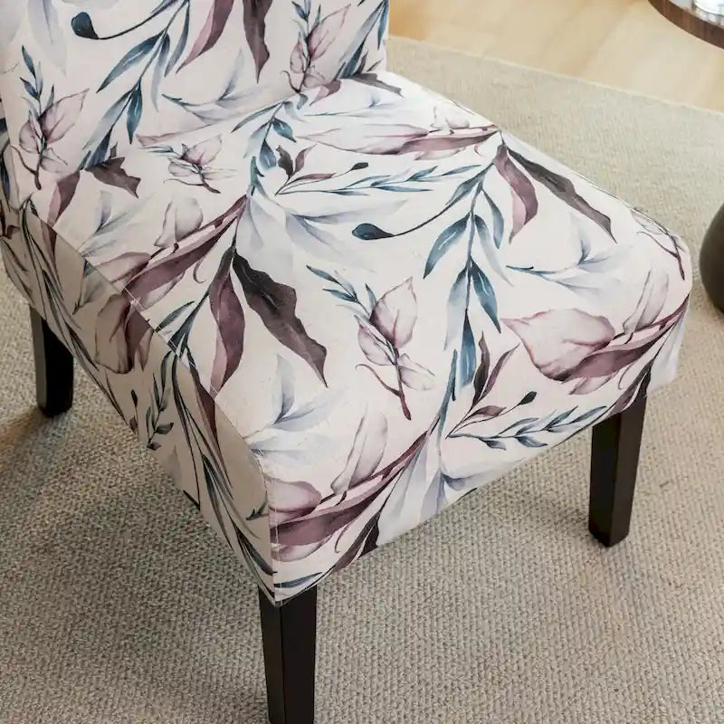 Fauteuil d'appoint capitonné Floral Violet 29,13 po avec pieds en bois