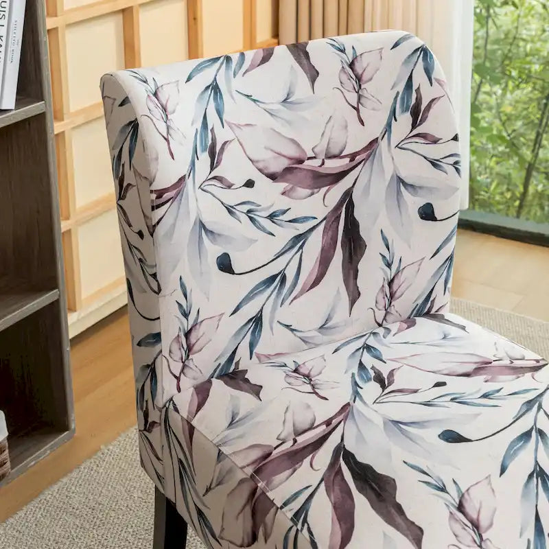 Fauteuil d'appoint capitonné Floral Violet 29,13 po avec pieds en bois