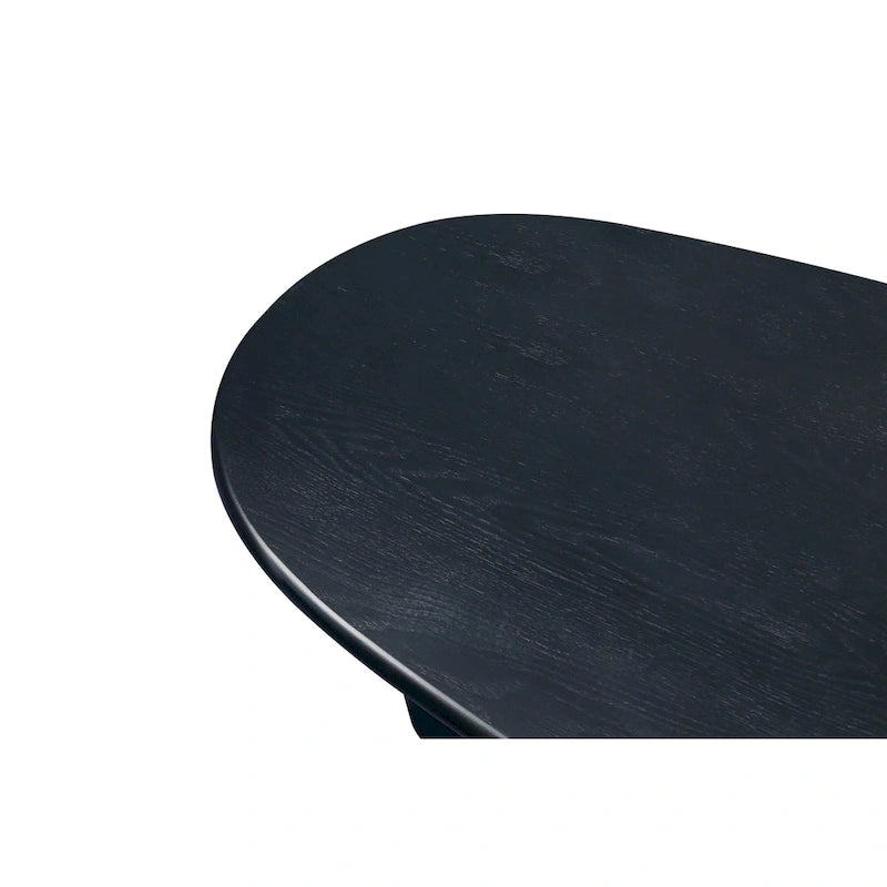 Table basse moderne Table basse ovale avec 2 pieds épais verticaux Bords arrondis, pour salons Noir antique