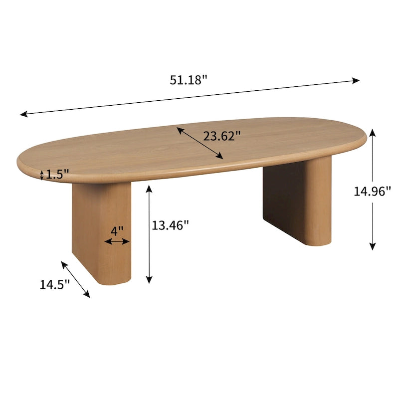 Table basse moderne Table basse ovale avec 2 pieds épais verticaux Bords arrondis, pour salons Noir antique