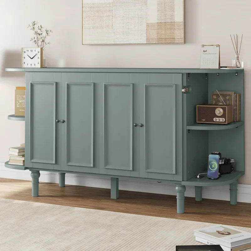 Lit escamotable de ferme, lit pliant plateforme, lit escamotable convertible de style commode/cube avec étagères incurvées et station de recharge