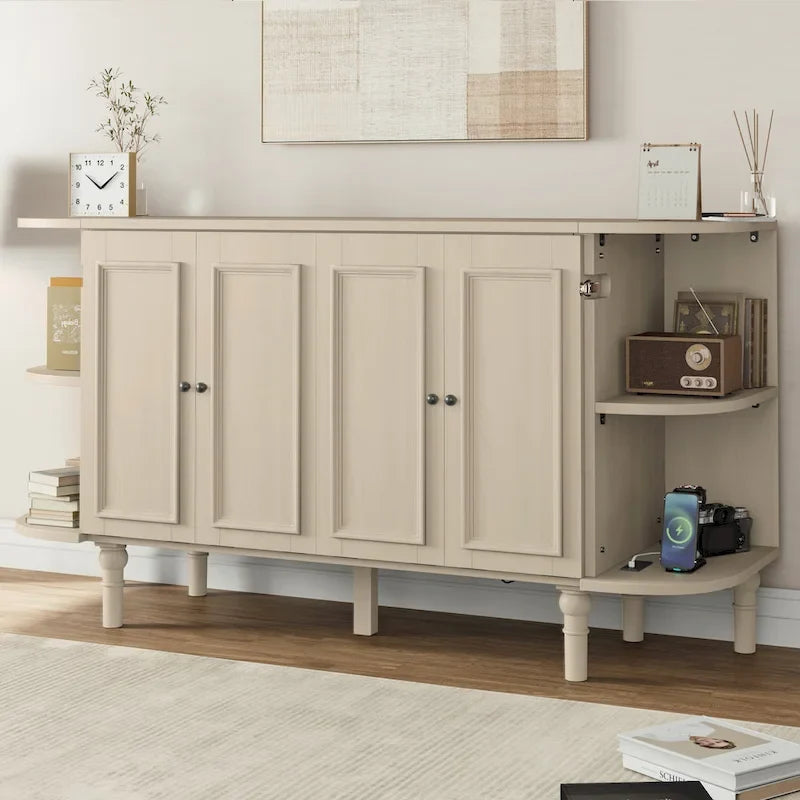 Lit escamotable de ferme, lit pliant plateforme, lit escamotable convertible de style commode/cube avec étagères incurvées et station de recharge