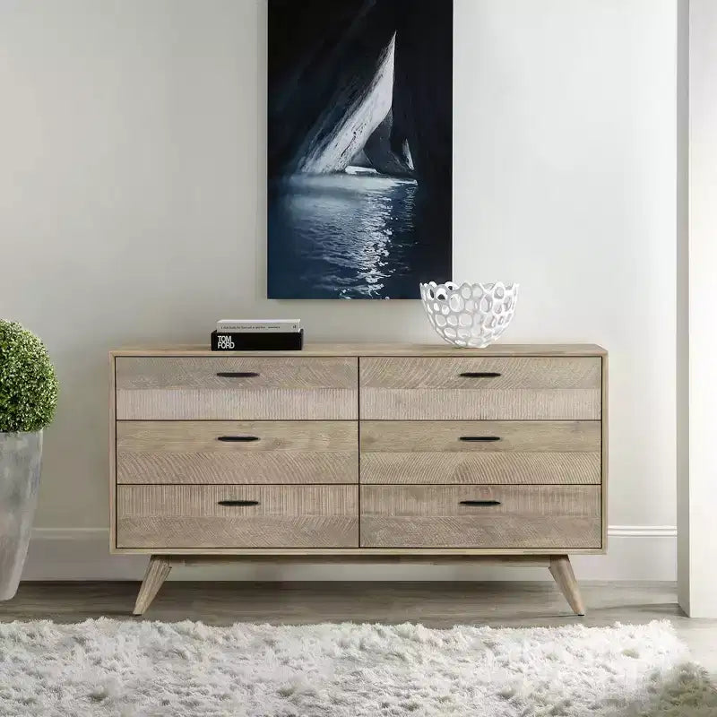 Commode moderne du milieu du siècle à 6 tiroirs