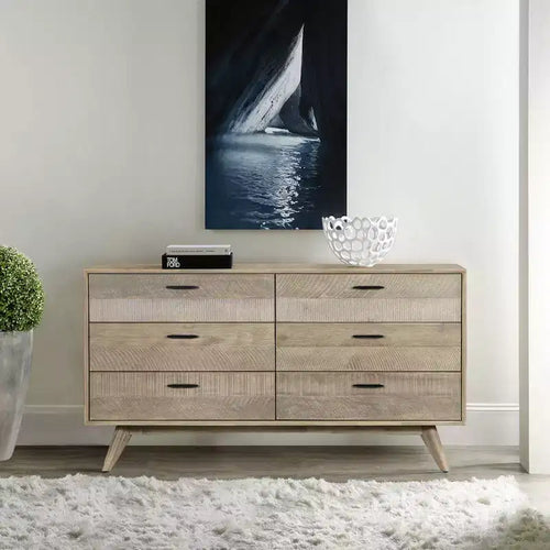 Commode moderne du milieu du siècle à 6 tiroirs