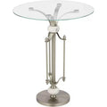 Studio 55D Monique Modern Metal Round Accent Table 20 Wide Brushed Nickel Clear Glass Tray Marble Accents for Living Room Bedroom Bedside Entryway
