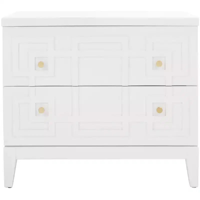 Luiza 2 Drawer Nightstand - NST6602 - White/Gold - Safavieh