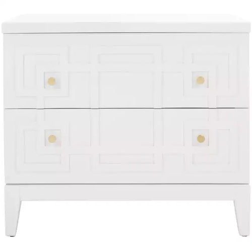 Luiza 2 Drawer Nightstand - NST6602 - White/Gold - Safavieh