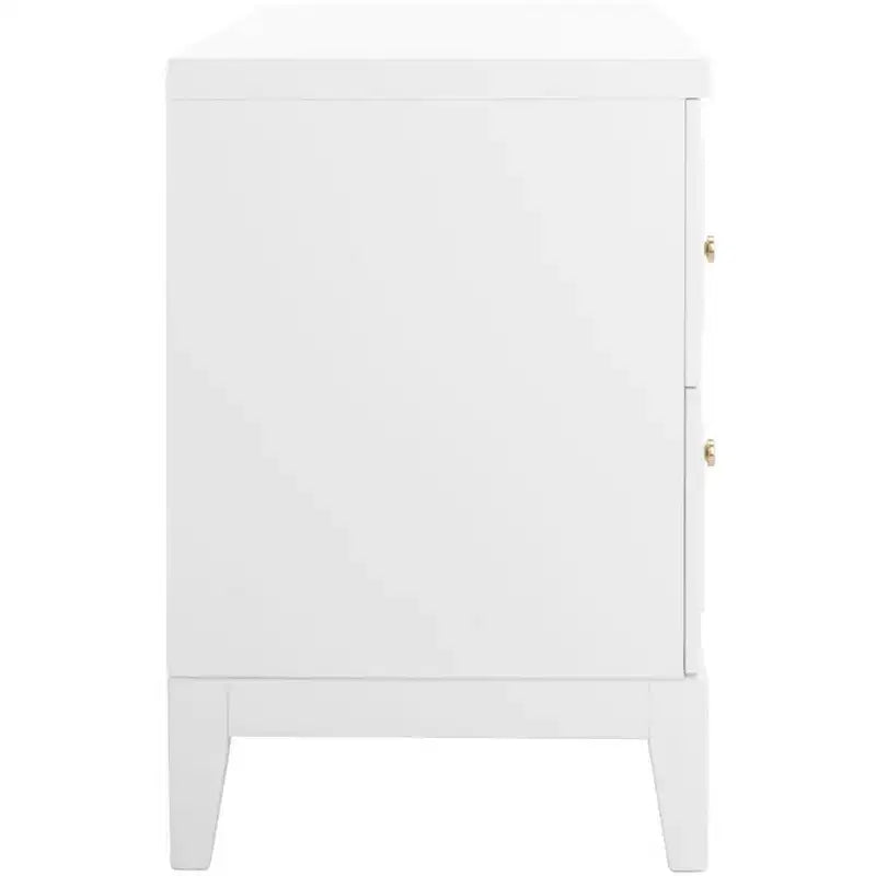 Table de chevet 2 tiroirs - Blanc/Or