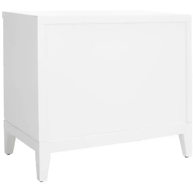 Table de chevet 2 tiroirs - Blanc/Or