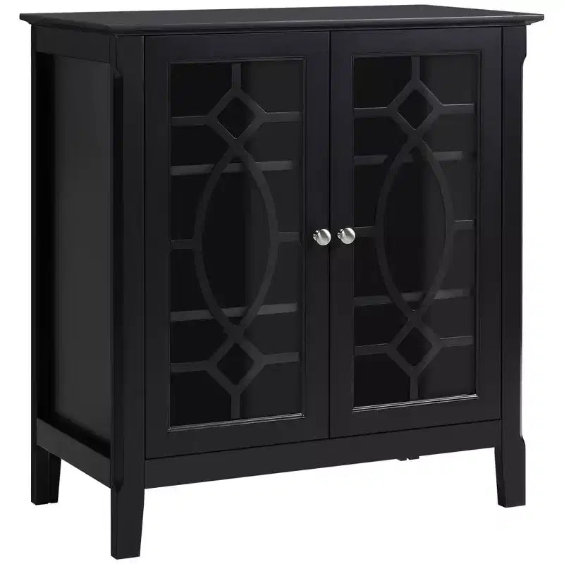 HOMCOM Sideboard Display Cabinet with Double Framed Glass Doors, 2 Adjustable Shelves, and Elevated Base