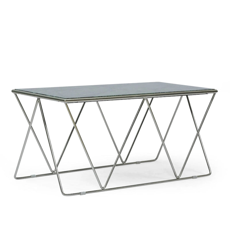 Table basse moderne glamour faite à la main avec plateau en marbre - 37,00 L x 19,00 P x 18,00 H