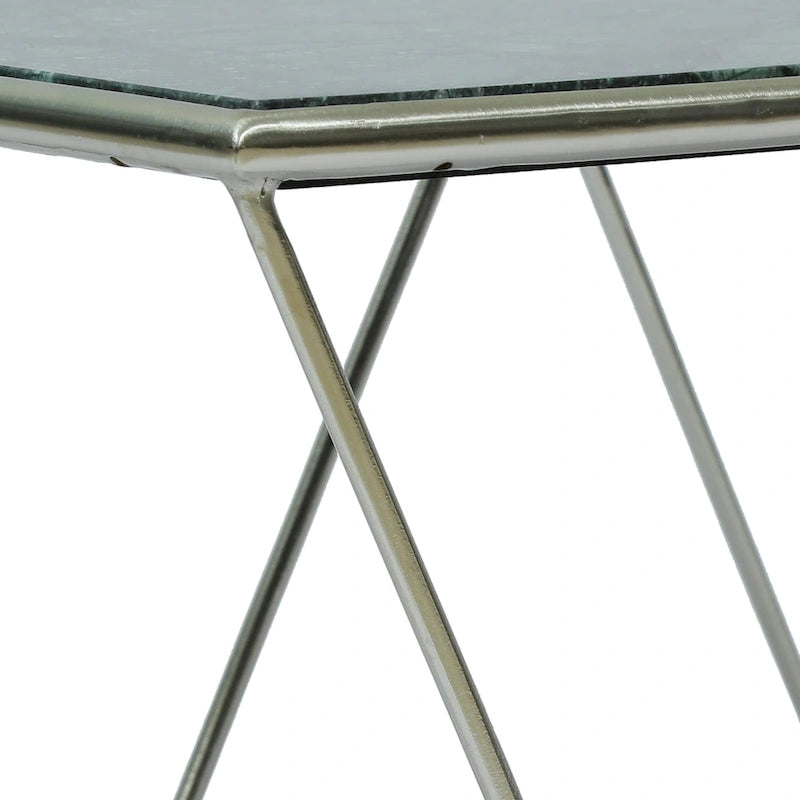 Table basse moderne glamour faite à la main avec plateau en marbre - 37,00 L x 19,00 P x 18,00 H