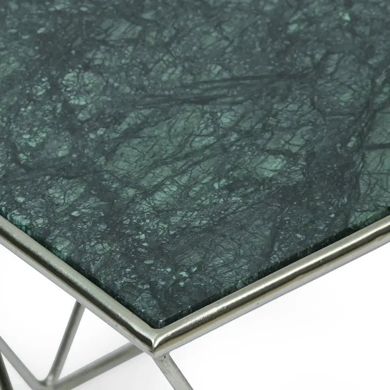 Table basse moderne glamour faite à la main avec plateau en marbre - 37,00 L x 19,00 P x 18,00 H