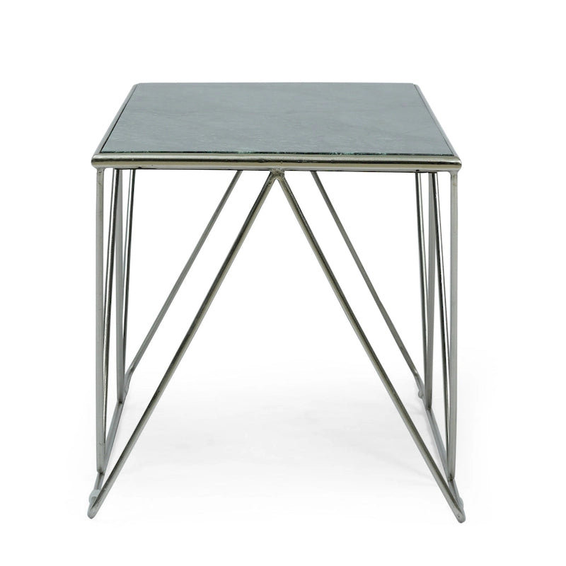 Table basse moderne glamour faite à la main avec plateau en marbre - 37,00 L x 19,00 P x 18,00 H